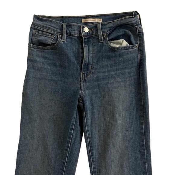 Levis Strauss 724 High Rise Straight Dark Blue Denim Jeans, Size 28 - Picture 3 of 6